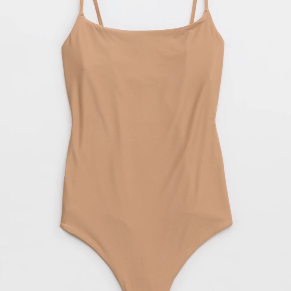 aerie smoothez tan scoop bodysuit buttery smooth light is air barely there suit - Picture 3 of 6